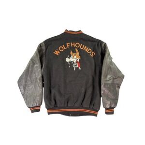 Vintate Wolfhounds Military Jacket Mens Large Black AB Netherlands Wool Leather